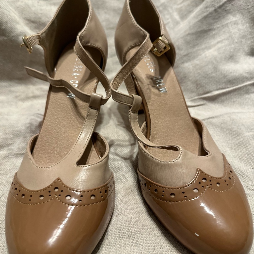 Chelsea Crew Two-Tone Tan and Brown Heels